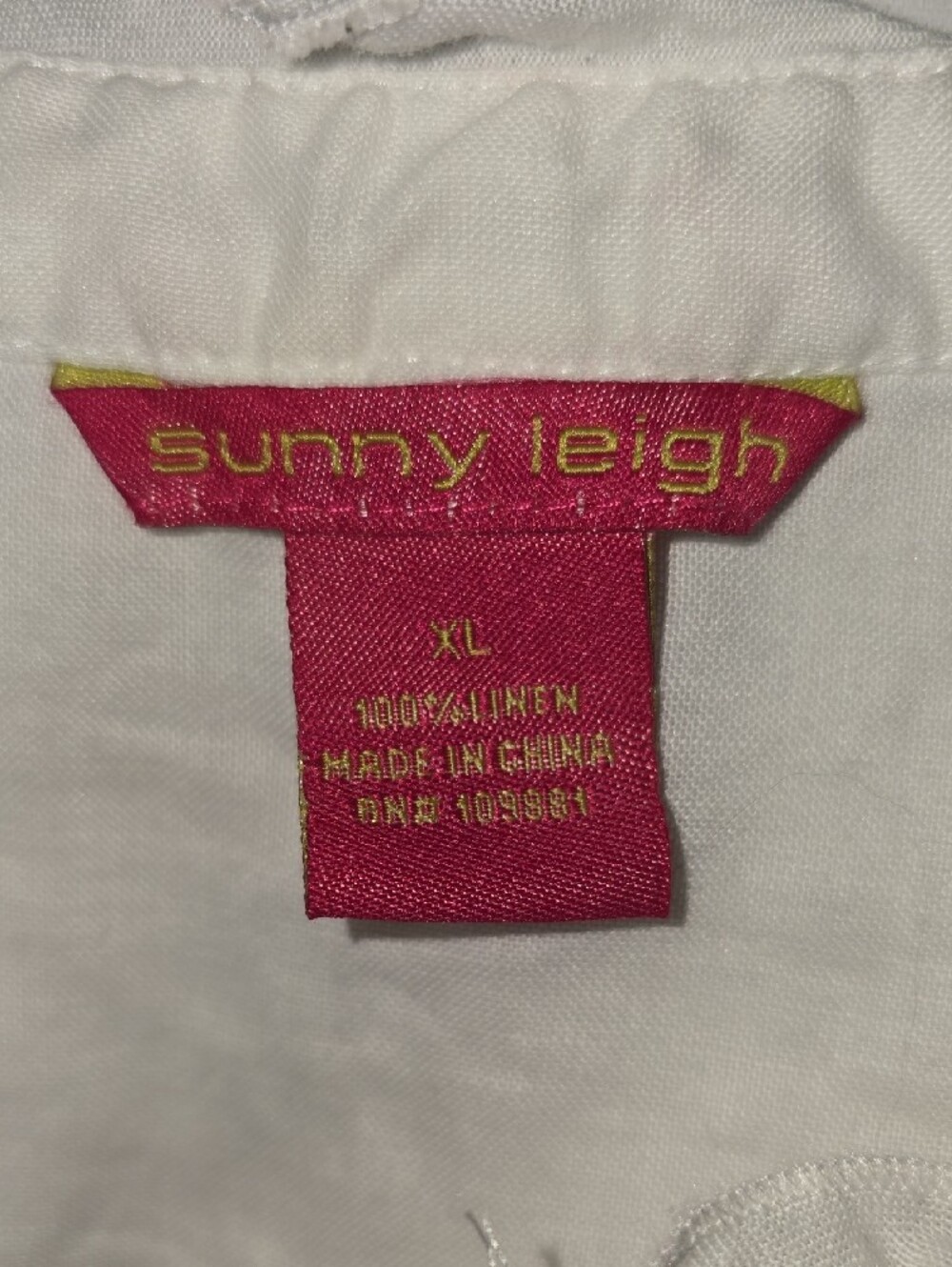 Sunny Leigh White Ruffle V-Neck Tunic 100% Linen Womens Size XL - Picture 2 of 10